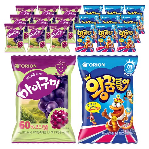 오리온 왕꿈틀이 67g 10p + 마이구미 66g 10p, 1세트