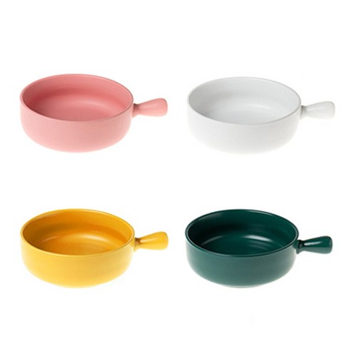 티온스 T40 손잡이그릇 면기 앞접시 오븐용 파스타그릇 4종, 옐로우, 그린, 핑크, 화이트, 1세트