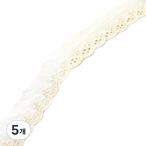 아이엔피 파인코튼 리본 면 자수 레이스 2.7 x 270 cm, 아이보리, 5개