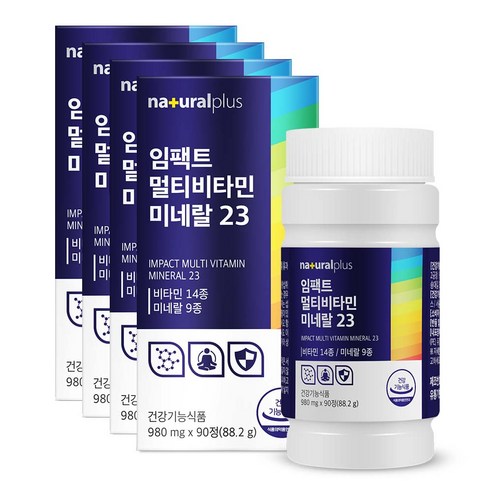 내츄럴플러스 임팩트 멀티비타민 미네랄 23, 90정, 4개
