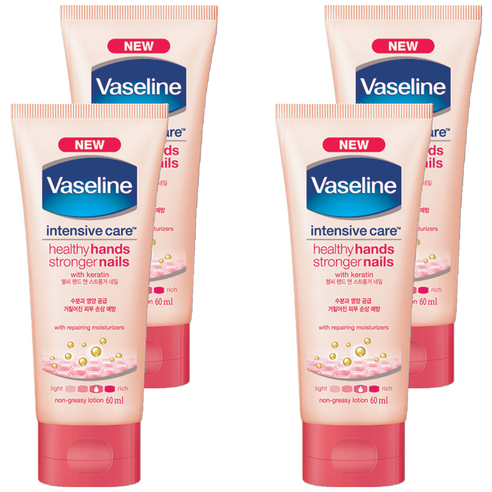 바세린 인텐시브 케어 헬씨 핸드 앤 스트롱거 네일 로션, 60ml, 4개