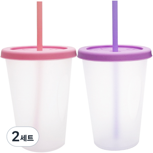 아가프라 심쿵빨대컵 F타입 400ml 세트, 2세트, 퍼플+핑크