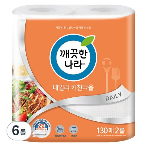 깨끗한나라 데일리 키친타올 130매, 6개