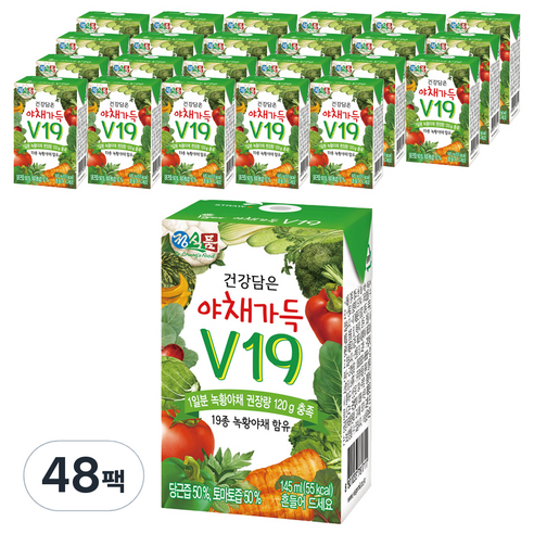 정식품 건강담은 야채가득 야채즙 V19, 145ml, 48개
