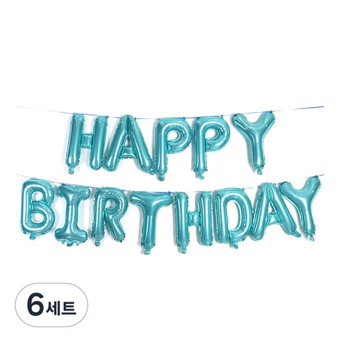 파티팡 은박 풍선세트 HAPPY BIRTHDAY, 블루, 6세트