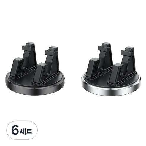 차량용 360도 회전식 핸드폰 거치대 2종 세트, 블랙, 실버, 6세트