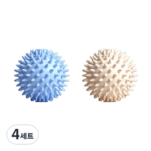 작지만 옹골찬 마사지 고슴도치 요가볼 2종 세트, 4세트, 블루 + 아이보리