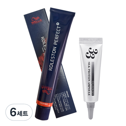 웰라 콜레스톤 퍼펙트 플러스 염색제 80g + 셀리본 33 실크 프로틴 앰플 12ml 세트, 6세트, 8/1(염색제)