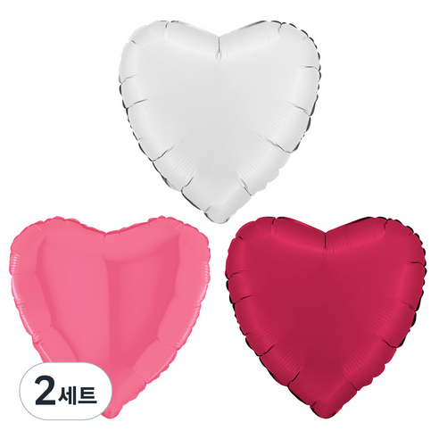 그라보벌룬 은박 하트풍선 3종 세트, 새틴화이트, 버블검핑크, 새틴체리, 2세트
