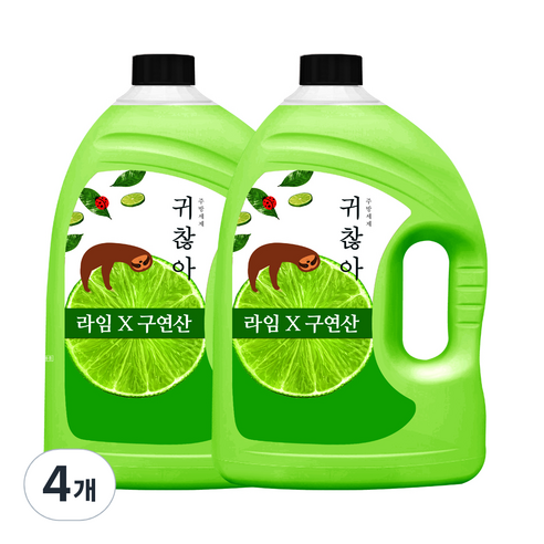 아토세이프 귀찮아 주방세제 라임향, 3L, 4개