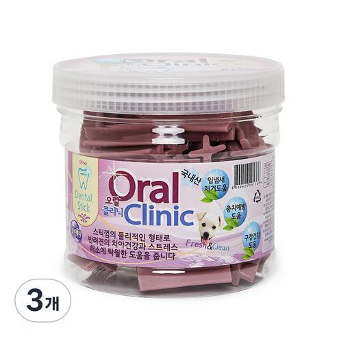 오랄클리닉 반려동물 덴탈껌 300g, 블루베리, 3개