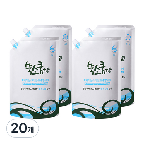쑥소쿰 베이킹소다 주방세제, 1.2L, 20개