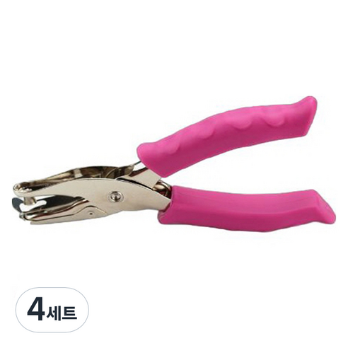 마다꾸미 컬러 핸드 1공 펀치 6mm, 로즈레드, 4세트