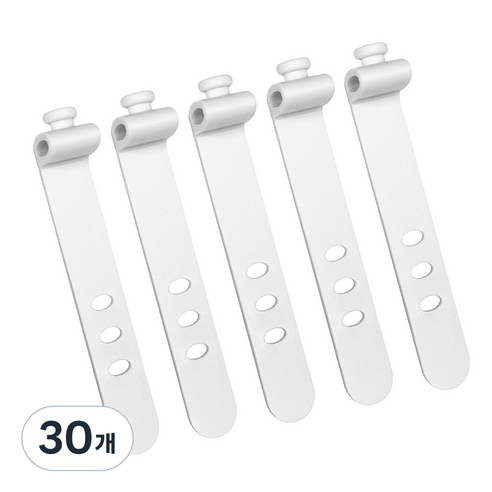 3구 실리콘 케이블 타이, 화이트, 30개