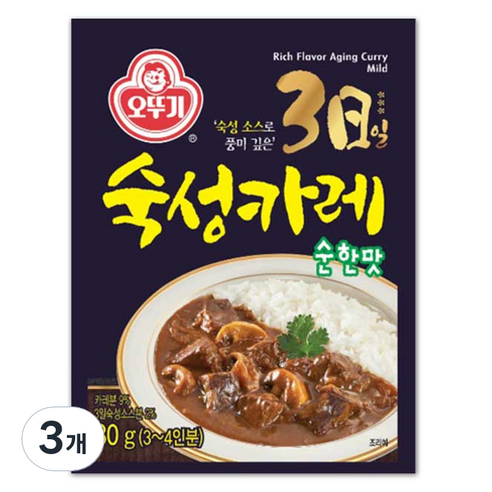 오뚜기 3일 숙성카레 순한맛, 80g, 3개