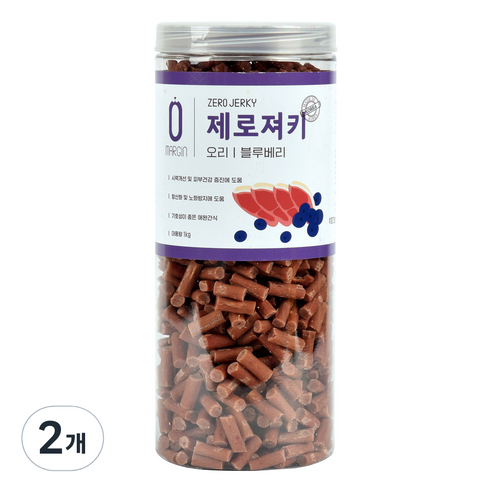 제로랩스 강아지 제로 져키, 오리 + 블루베리 혼합맛, 1kg, 2개