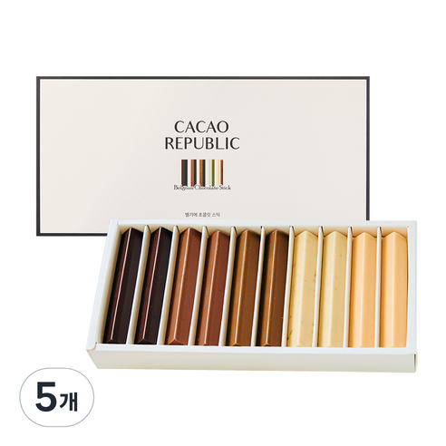 카카오리퍼블릭 벨기에 수제초콜릿 스틱 10구 선물세트, 140g, 5개