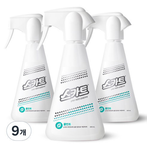 스카트 순하고 깨끗한 섬유탈취제 쿨 민트 본품, 380ml, 9개