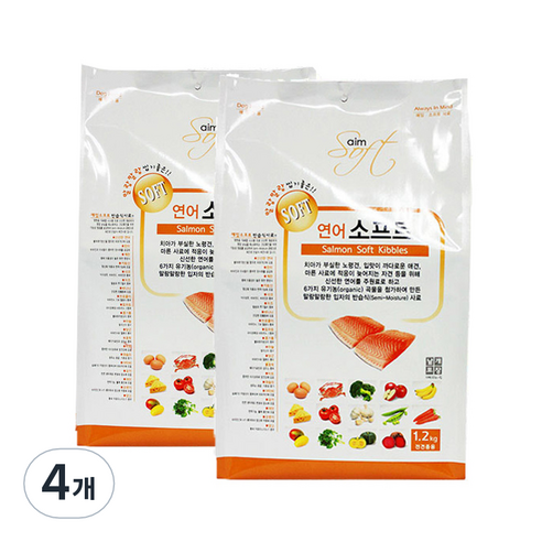 에임 전연령견용 강아지 홀리스틱 소프트사료, 연어, 1.2kg, 4개