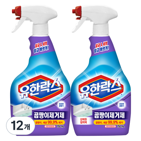 유한락스 곰팡이제거제, 750ml, 12개