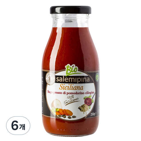 살레미피나 유기농 시칠리아나 파스타 소스, 250g, 6개