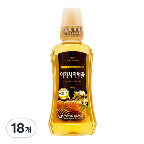 고려인삼 아카시아 벌꿀, 500g, 18개