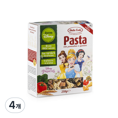 달라코스타 디즈니 프린세스 토마토 시금치 파스타, 250g, 4개