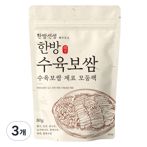 한방선생 수육 보쌈 재료 티백, 80g, 3개