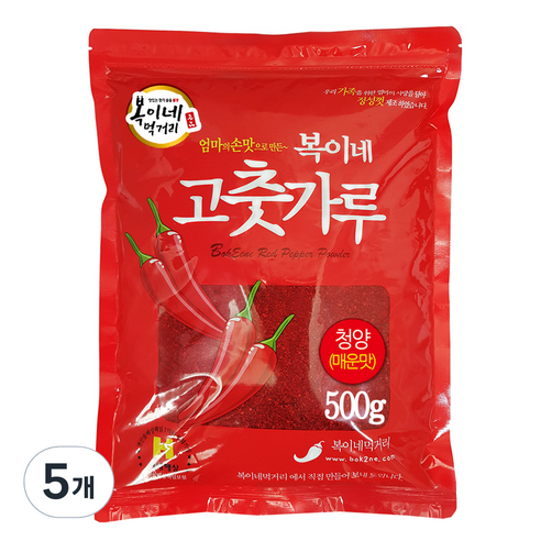 복이네먹거리 청양고춧가루 매운맛 김치용, 5개, 500g