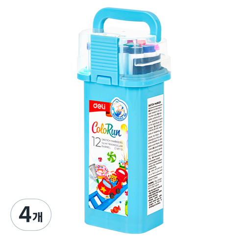 델리 워셔블 삼각 트윈 스케치마카 EC187, 12색, 4개