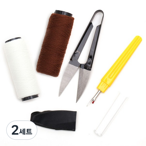 동대문단추왕 미니재봉사 2p + 쪽가위 + 실뜯개 세트, 아이보리(재봉사), 브라운(재봉사), 랜덤발송(실뜯개), 2세트