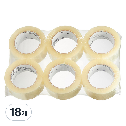 스카치 쓰리엠 309 아크릴 박스 테이프 48mm x 50m 투명, 18개