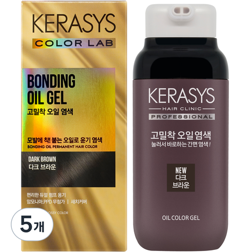 케라시스 고밀착 오일 염색제, 다크브라운, 5개