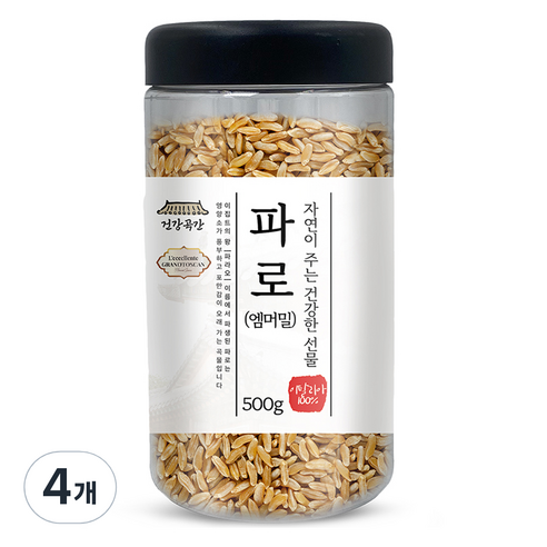 건강곡간 파로 엠머 밀, 500g, 4개