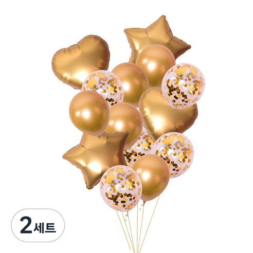 정월나나 기념일 이벤트 생일 파티 풍선세트, 스타일 01(골드 컨패티), 2세트