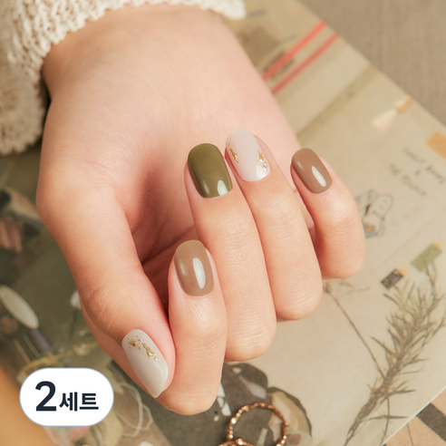 데싱디바 글레이즈 젤네일 세트, 카키 브라운, 2세트