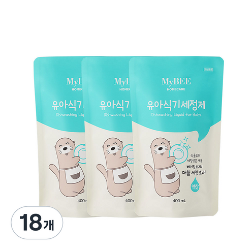 마이비 유아 식기 세정제 액상형 리필, 400ml, 18개