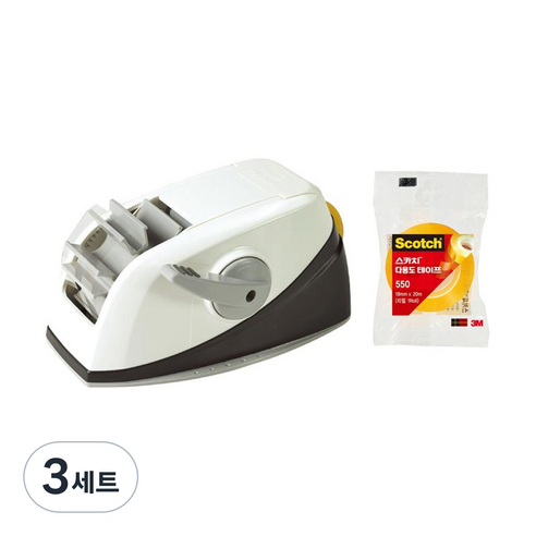 3M 원터치 테이프 디스펜서 + 다용도 테이프 550 리필, 블랙, 3세트