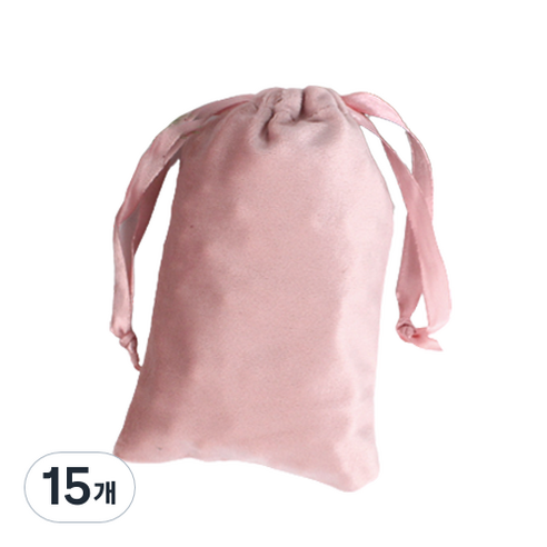 리빙앤도 벨벳 선물 주머니 파우치 10 x 15 cm, 15개, 핑크