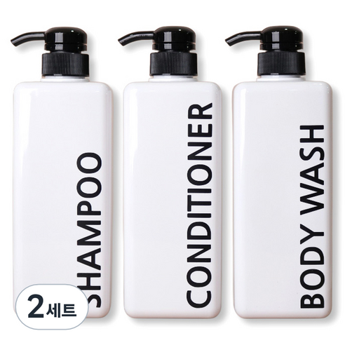 로맨틱노벰버 사각 욕실 디스펜서 800ml 3종 세트, 모던블랙, 2세트