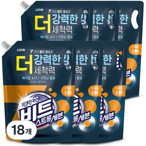 비트 스트롱 세븐 드럼용 액상세제 리필, 2L, 18개