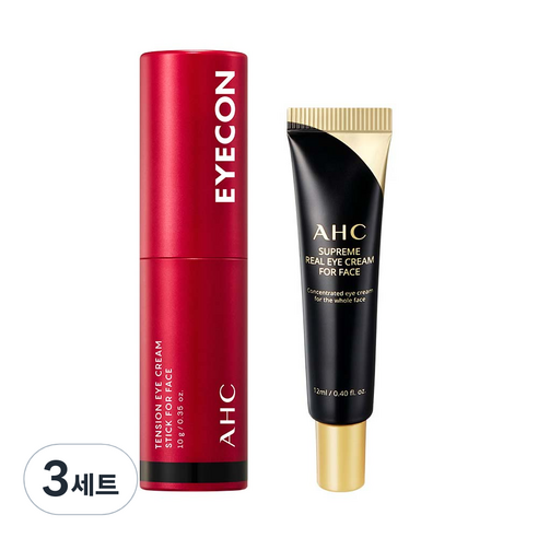 AHC 텐션 아이크림 스틱 포 페이스 10g + 슈프림 리얼 아이크림 포 페이스 12ml 세트, 3세트