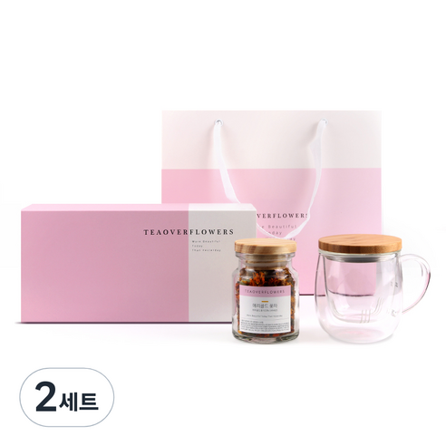 꽃보다차 모어뷰티풀 티머그 꽃차 선물세트, 메리골드 꽃차 + 티머그 + 선물상자, 2세트