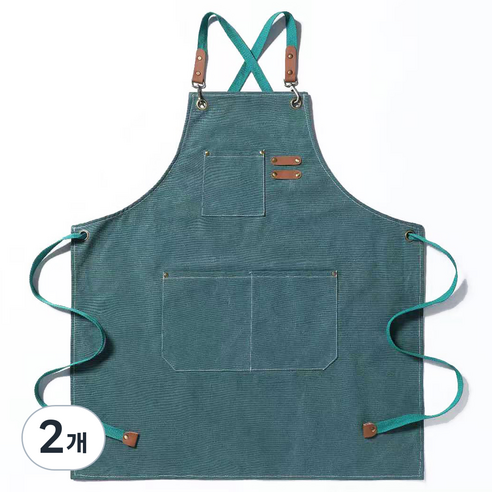 금깨비 바리스타 앞치마, 그린, 2개