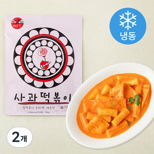 사과떡볶이 로제팩 로제떡볶이 매운맛 (냉동), 750g, 2개