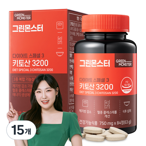 그린몬스터 다이어트 스페셜 3 키토산 3200, 84정, 15개