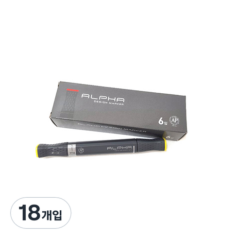 알파색채 디자인마카낱색 Y114 CadmiumYellow, 1색, 18개입