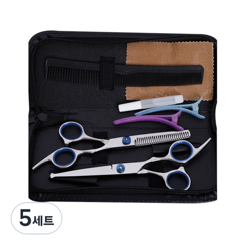 앞머리 커트 틴닝 숱 이발 미용 가위 세트, 혼합색상, 5세트
