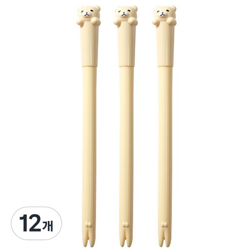 큐티베어 젤펜 0.5mm, 베이지, 12개