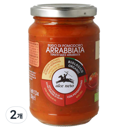 알치네로 유기농 아라비아따 스파이시 파스타 소스, 2개, 350g